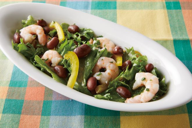 金時豆とエビの春サラダ